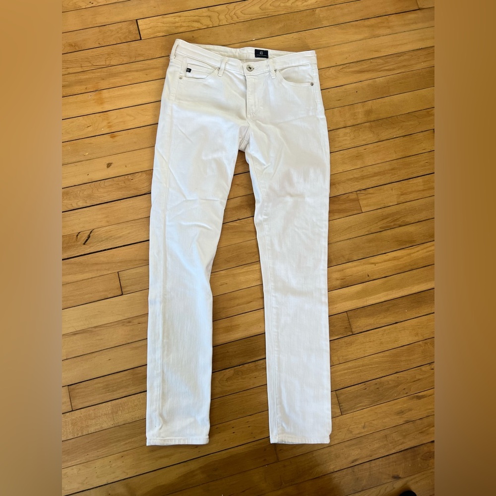 AG Adriano Goldschmied white denim skinny jeans